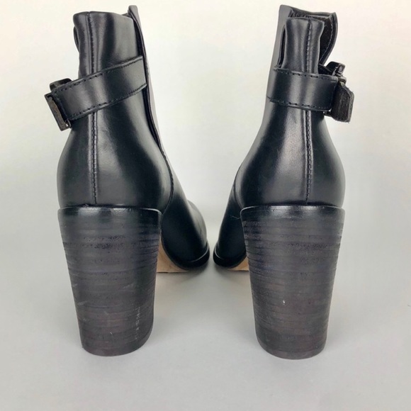 NWOT AGL Block Heel leather black ankle boot 37 1/2 - Picture 4 of 10